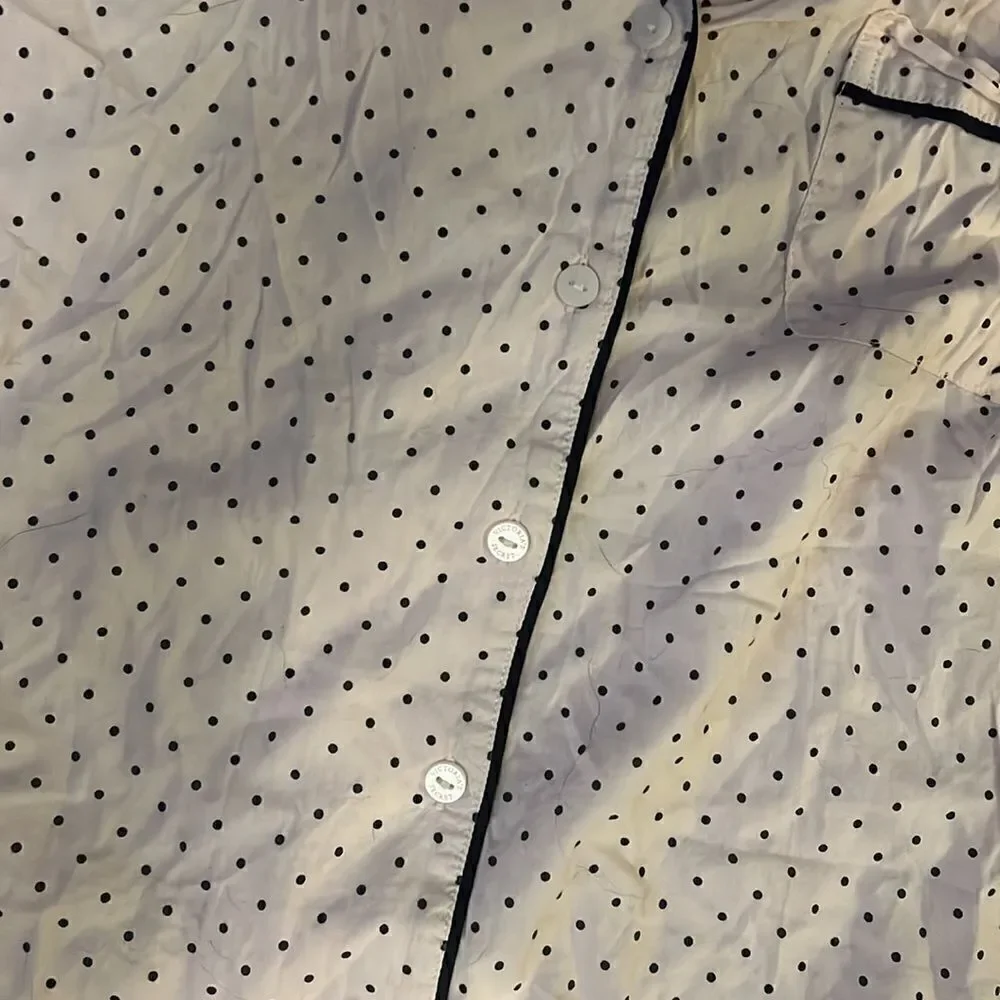 Light Pink Victoria Secret Pajama Top - Polka Dot Button Down Top - Size Small